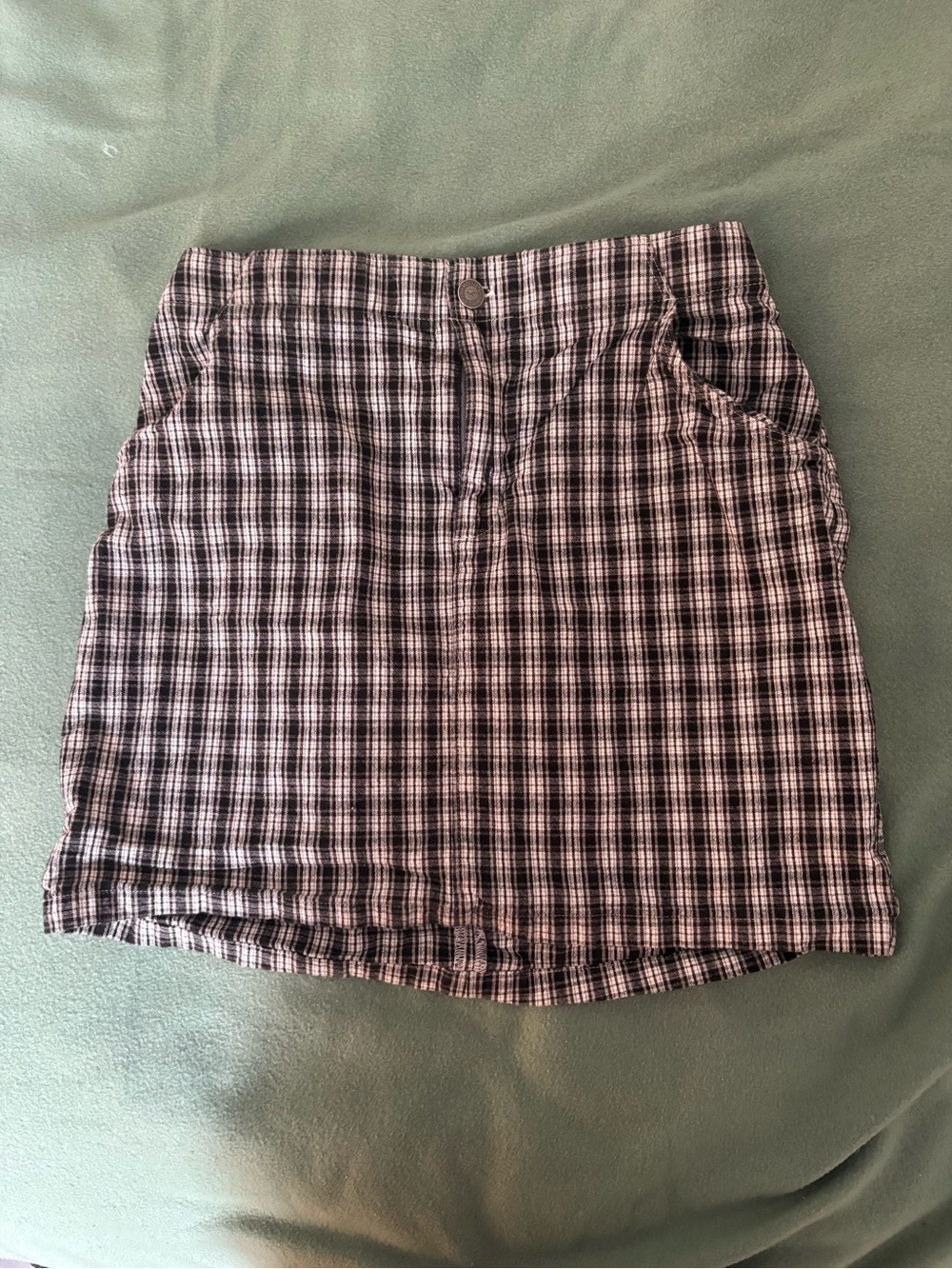 Hollister Black and White Plaid Mini Skirt